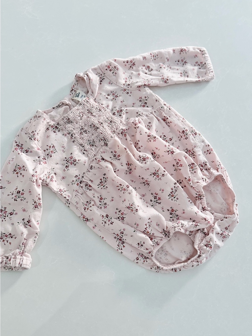 Baby B’gosh Pink Floral Smocked Bubble Romper | Long Sleeve | Size 18M